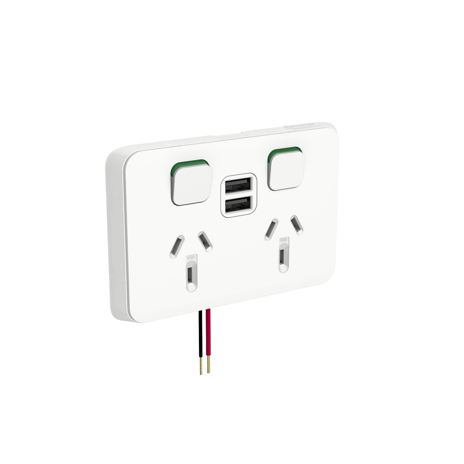 PDL395USB-VW - PDL Iconic Double Switched Socket 10Amp + Double USB A - Vivid White